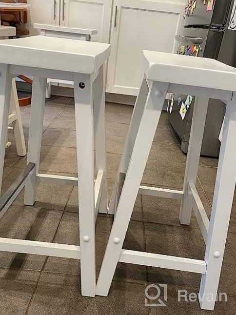 img 1 attached to Amazon Basics Solid Wood Saddle-Seat Kitchen Counter Barstool - Set Of 2, 29-Inch Height, White review by Bob Roberts