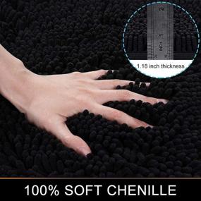 img 3 attached to Smiry Luxury Chenille Bath Rug, Extra Soft And Absorbent Shaggy Bathroom Mat Rugs, Machine Washable, Non-Slip Plush Carpet Runner For Tub, Shower, And Bath Room(24''X60'', Black)