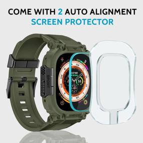 img 3 attached to AmBand Military Grade Apple Watch 49Mm Case With Screen Protector And 2 Pack Tempered Glass Film - Rugged Cover Strap For Sport Series, Men'S Army Green Bumper