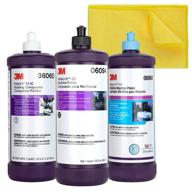 3m perfect it buffing and polishing kit with rubbing compound, machine polish, ultrafine polish, and buffing compound. complete car polishing kit bundled with kangaroobands microfiber cloth. логотип