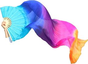img 4 attached to 70"(180 Cm) Belly Dance Silk Fan Veil, Adjustable Worship Praise Flag Streamer With Winged Sirenny 1 Piece Design