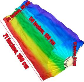 img 2 attached to 70"(180 Cm) Belly Dance Silk Fan Veil, Adjustable Worship Praise Flag Streamer With Winged Sirenny 1 Piece Design