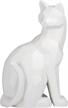 geometric modern white cat sculpture - torre & tagus carved angle sitting statue for home and office decor on table, shelf, desk, entryway or mantle - ideal figurine for pet and animal lovers, 9" h logo