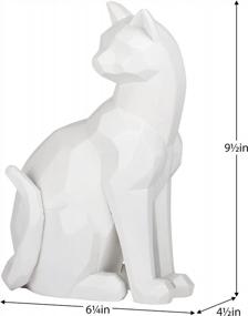 img 2 attached to Geometric Modern White Cat Sculpture - Torre & Tagus Carved Angle Sitting Statue For Home And Office Decor On Table, Shelf, Desk, Entryway Or Mantle - Ideal Figurine For Pet And Animal Lovers, 9" H