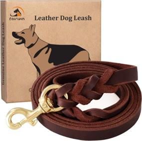 img 4 attached to Fairwin Braided Leather Training Leash Dogs