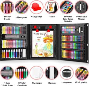 img 3 attached to Caliart 238-Piece Deluxe Art Set Painting Coloring Easel Craft Drawing Kits Gift Box For Artists Beginners 5-9-12 With Oil Pastels And Crayons