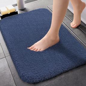 img 4 attached to Ultra Soft Non-Slip Bath Mat With Super Absorbent Microfibers - Thick Plush Machine Washable Navy Blue Bathroom Rug For Shower, Tub, And Floor (16"X24")