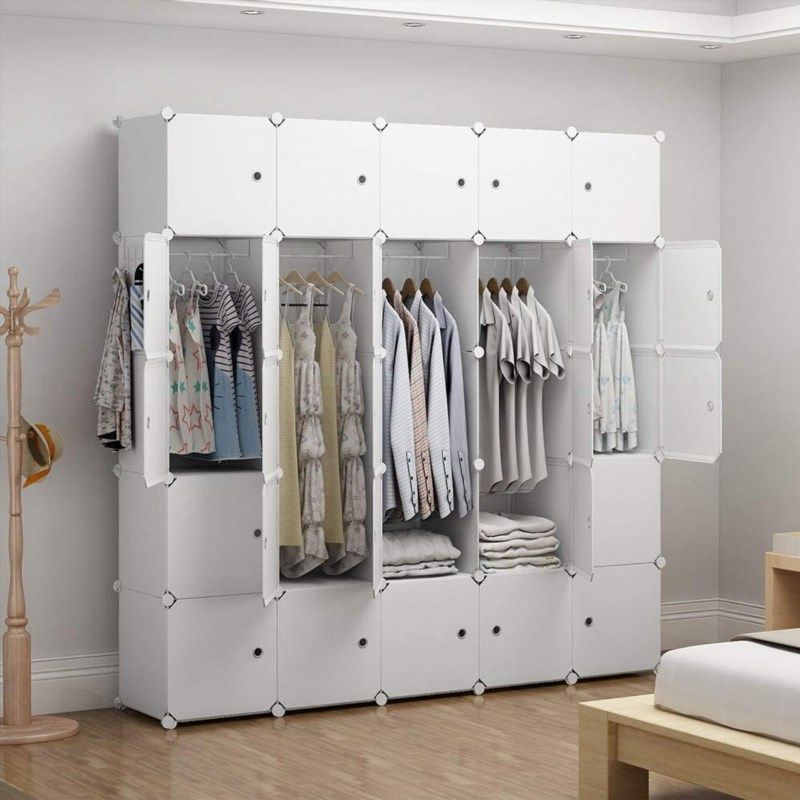 YOZO Cube Storage Organzier Portable Closet Wardrobe Bedroom  Dresser (56x14x56 inches) Portable Closet Cube Shelf Armoire Pantry  Cabinet, 16 Cubes, Pink : Home & Kitchen