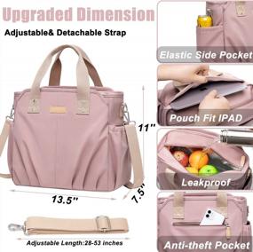 img 2 attached to Weitars Lunch Bag For Women Lunch Bag For Work Lunch Box For Women,Insulated Lunch Cooler Purse Lunch Tote,Wide-Open Lunch Box With Shoulder Strap,Multi-Pockets,Lunch Bag For Picnic Beach Hiking