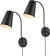 🔦 enhance your space with 2-pack modern industrial wall sconces featuring cord switch логотип