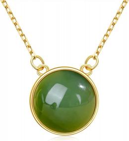 img 4 attached to Sterling Silver Natural Real Green Jade Circle Pendant Necklace For Women - DENGGUANG Gift For Mom Mama Mother'S Day