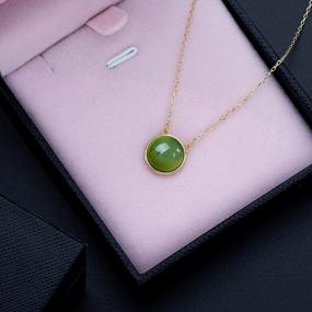 img 2 attached to Sterling Silver Natural Real Green Jade Circle Pendant Necklace For Women - DENGGUANG Gift For Mom Mama Mother'S Day