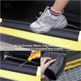 img 1 attached to 🚪 Full Protection ABS Door Sill Protectors Guards Plate Entry Guard Kit for 97-06 Jeep Wrangler TJ Interior Accessories - YOCTM Enhancements