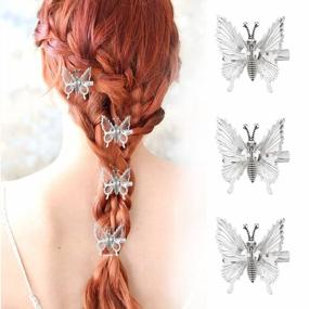 img 2 attached to Metal Butterfly Hair Clips Set - 12 Pieces Of 3D Moving Butterfly Hair Barrettes, Claws, And Pins For Women & Girls - Stylish Hair Accessories In Silver