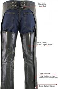 img 3 attached to Men'S Advanced Dual Comfort Black Leather Chaps By Xelement - Size 40