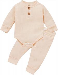 img 4 attached to Cozy And Stylish Unisex Baby Winter Outfit: Knitted Cotton Long Sleeve Romper And Pants Set By HZYKOK