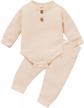 cozy and stylish unisex baby winter outfit: knitted cotton long sleeve romper and pants set by hzykok logo