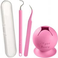 vinyl weeding tool kit with ivyne berry and silicone tools, suction scrap collector, craft tweezers and weeder, perfect for cricut and silhouette projects, scrap storage and accessories - pink logo