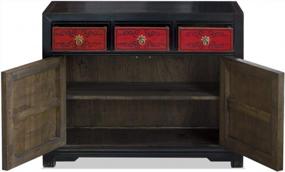 img 3 attached to Red And Black Tibetan Cabinet With Beautiful Floral Motif In Elmwood By ChinaFurnitureOnline