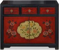 red and black tibetan cabinet with beautiful floral motif in elmwood by chinafurnitureonline logo