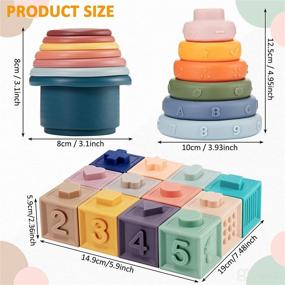 img 3 attached to 👶 Montessori Baby Stacking Toys Set: Soft Cups, Rings, Blocks for Babies/Toddlers 6-12 Months - Sensory Building with Numbers & Fruit Shapes