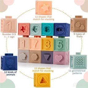 img 1 attached to 👶 Montessori Baby Stacking Toys Set: Soft Cups, Rings, Blocks for Babies/Toddlers 6-12 Months - Sensory Building with Numbers & Fruit Shapes