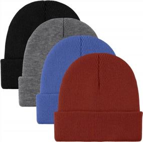 img 4 attached to Мужская/женская зимняя теплая вязаная шапка-бини - Cooraby Soft Cap