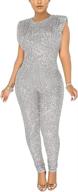 👗 thlai sparkling metallic sleeveless jumpsuits for women's clothing in jumpsuits, rompers & overalls logo