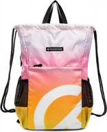 trailkicker water resistant drawstring backpack with pockets for men and women: perfect for sports, the gym, and more! logo