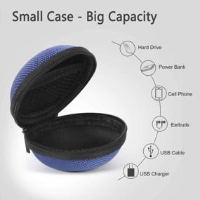 img 3 attached to GLCON Blue EVA Carrying Case - Shockproof Storage Pouch Bag For Earbuds, Earphones, And Accessories - Portable Case For Charger, USB Flash Drive, Adapter, Earpiece - Pack Of 2