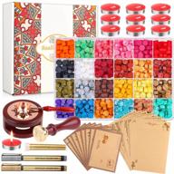 wax seal stamp kit, anezus 754pcs sealing wax kit with wax seal beads, wax stamp, wax warmer, vintage envelopes, and metallic pen for envelopes letter sealing, invitation cards, and crafts decoration логотип
