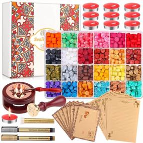 img 4 attached to Wax Seal Stamp Kit, Anezus 754Pcs Sealing Wax Kit With Wax Seal Beads, Wax Stamp, Wax Warmer, Vintage Envelopes, And Metallic Pen For Envelopes Letter Sealing, Invitation Cards, And Crafts Decoration