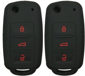 img 4 attached to 2-Pack Coolbestda Rubber Flip Key Fob Cover Case Shell for VW Volkswagen Jetta GTI Passat Golf Tiguan Touareg Beetle - 3 Button Keyless Jacket Wallet Holder