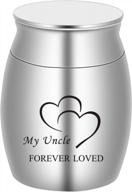 small double heart memorial urn for uncle ashes - handcrafted decorative cremation urn for family - engraved 'my uncle, forever loved' - 1.6" tall - beautiful keepsake for funeral and sharing logo