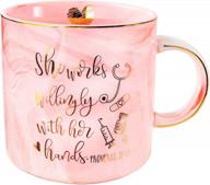 vilight nurse appreciation and graduation gifts for women - she works willingly with her hands - nurse practitioner gifts mug - pink marble coffee cup 11 oz logo