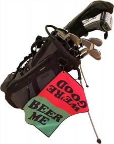 img 1 attached to Waffle Golf Towel With Carabiner And "Beer Me" Graphic - High-Quality Microfiber Golf Towel