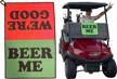 waffle golf towel with carabiner and "beer me" graphic - high-quality microfiber golf towel logo