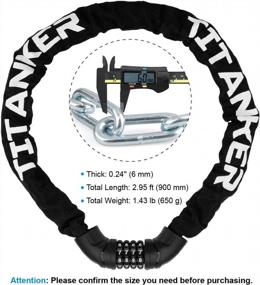 img 1 attached to Secure Your Bike With Titanker Anti-Theft Chain Lock - Resettable Combination For Bikes, Motorcycles, Doors & More!