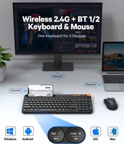 img 3 attached to CHESONA Multi-Device Rechargeable Bluetooth Keyboard And Mouse With Phone Holder