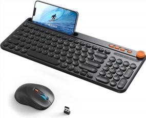 img 4 attached to CHESONA Multi-Device Rechargeable Bluetooth Keyboard And Mouse With Phone Holder