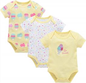 img 4 attached to Comfortable And Cute: 100% Cotton Short Sleeve Bodysuits For Baby Boys And Girls - 3 Pack, 0-24 Months