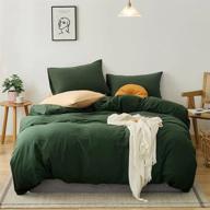 luxury soft knit cotton queen duvet cover set - dark green (90x90 inch) 3 pieces bedding with zipper closure & corner ties logo