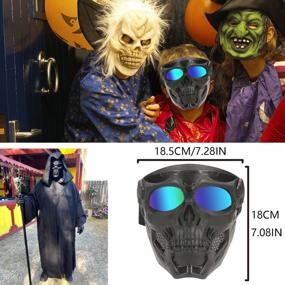 img 3 attached to BOROLA Polarized Lens Motorcycle Off-Road Riding Spooky Skull Face Sandproof Mask For Comic Role Cosplay (8-Series, Black)