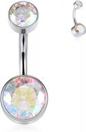 sparkle and shine with gagabody's g23 titanium belly button piercing ring- 14g, 3/8 inch with double prong-set gems! logo