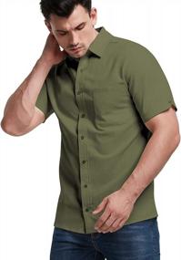 img 3 attached to Men'S Linen Button Down Tees: Long/Short Sleeve Shirts With Spread Collar | Aimeilgot