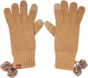img 1 attached to Women'S Double Layer Knit Gloves With Touchscreen Texting And Pom Accent