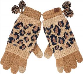 img 2 attached to Women'S Double Layer Knit Gloves With Touchscreen Texting And Pom Accent