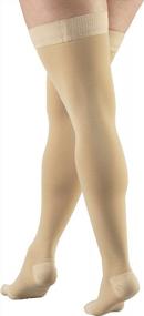 img 1 attached to Thigh High Compression Stockings For Women And Men - Truform 30-40 MmHg, Beige, Dot-Top, Closed Toe, Size XL