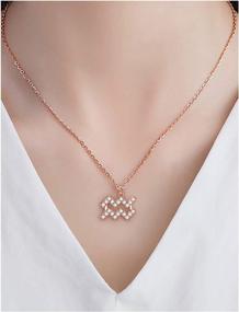img 2 attached to Stunning Zodiac Necklace: Sparkling Cubic Zirconia Pendant In 18K Rose Gold Plating For Women'S Horoscope Constellation