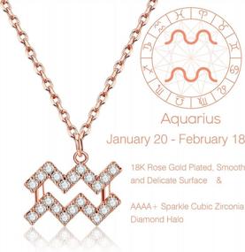 img 3 attached to Stunning Zodiac Necklace: Sparkling Cubic Zirconia Pendant In 18K Rose Gold Plating For Women'S Horoscope Constellation